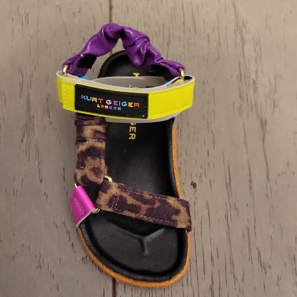 Kurt Geiger Purple and Yellow Sandal with Leopard Print Baby/Toddler